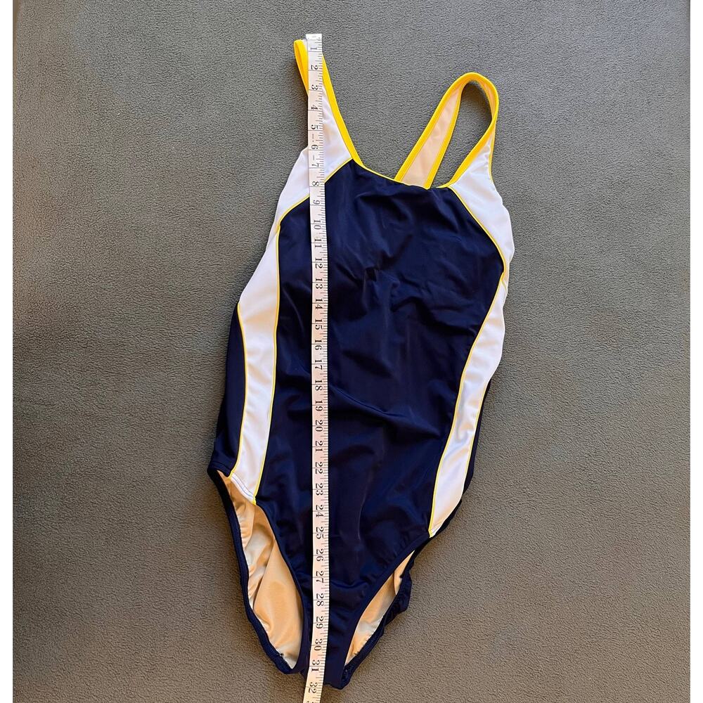 Lands' End Swimsuit Womens Size 16 Navy Blue White One Piece Bathing Suit Beach - Picture 3 of 7